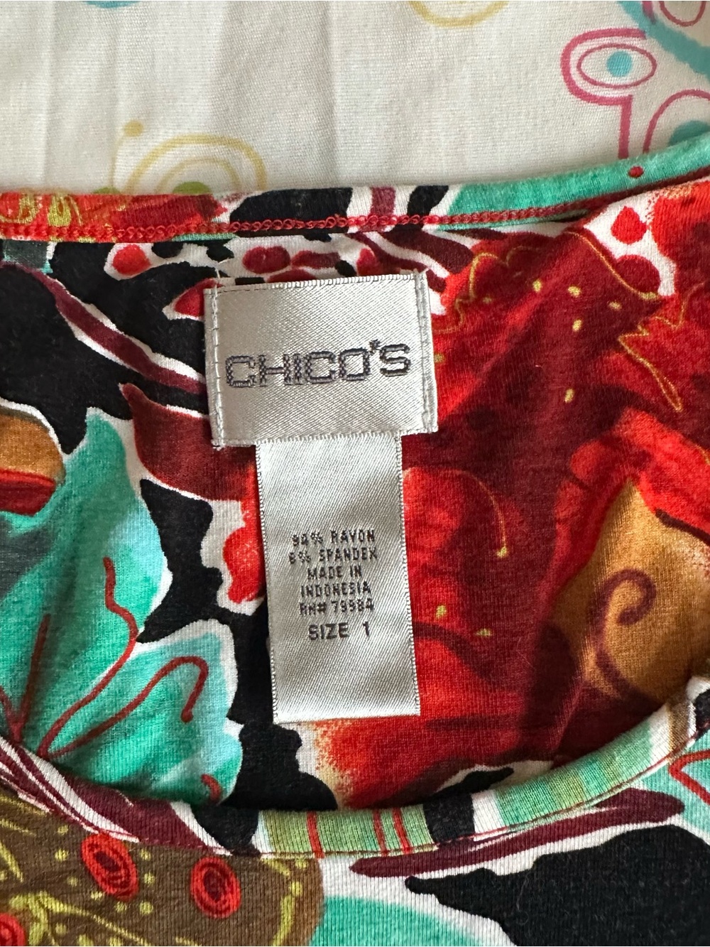 Chico’s Multicolor Floral Print Long Sleeve Top - Picture 6 of 7